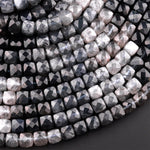 Rare Natural Blue Rutilated Quartz Faceted 8mm Cube Beads From Madagascar 15.5" Strand