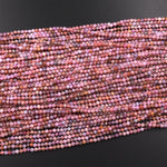 Genuine Natural PInk Ruby Gemstone Faceted 3mm 4mm Round Beads 15.5" Strand
