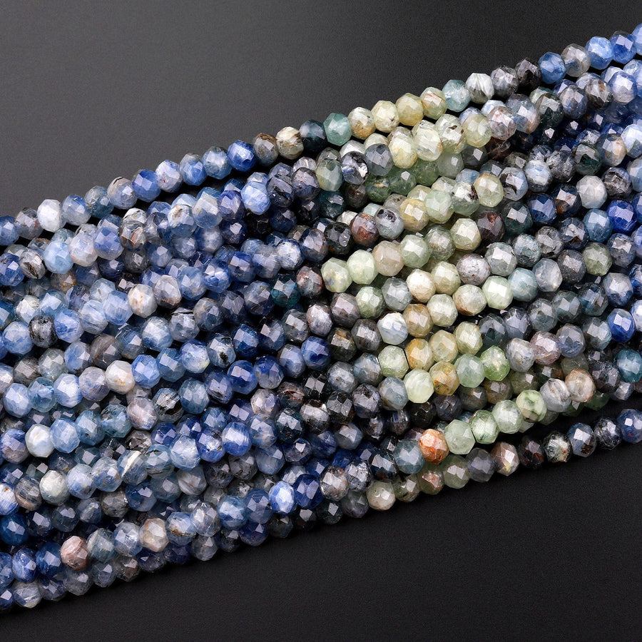 Natural Kyanite 6mm Rondelle Beads Rare Multicolor Bicolor Green Blue 15.5" Strand
