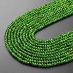 Genuine Natural Green Chrome Diopside Beads Faceted 4mm Rondelle Gemstone 15.5" Strand