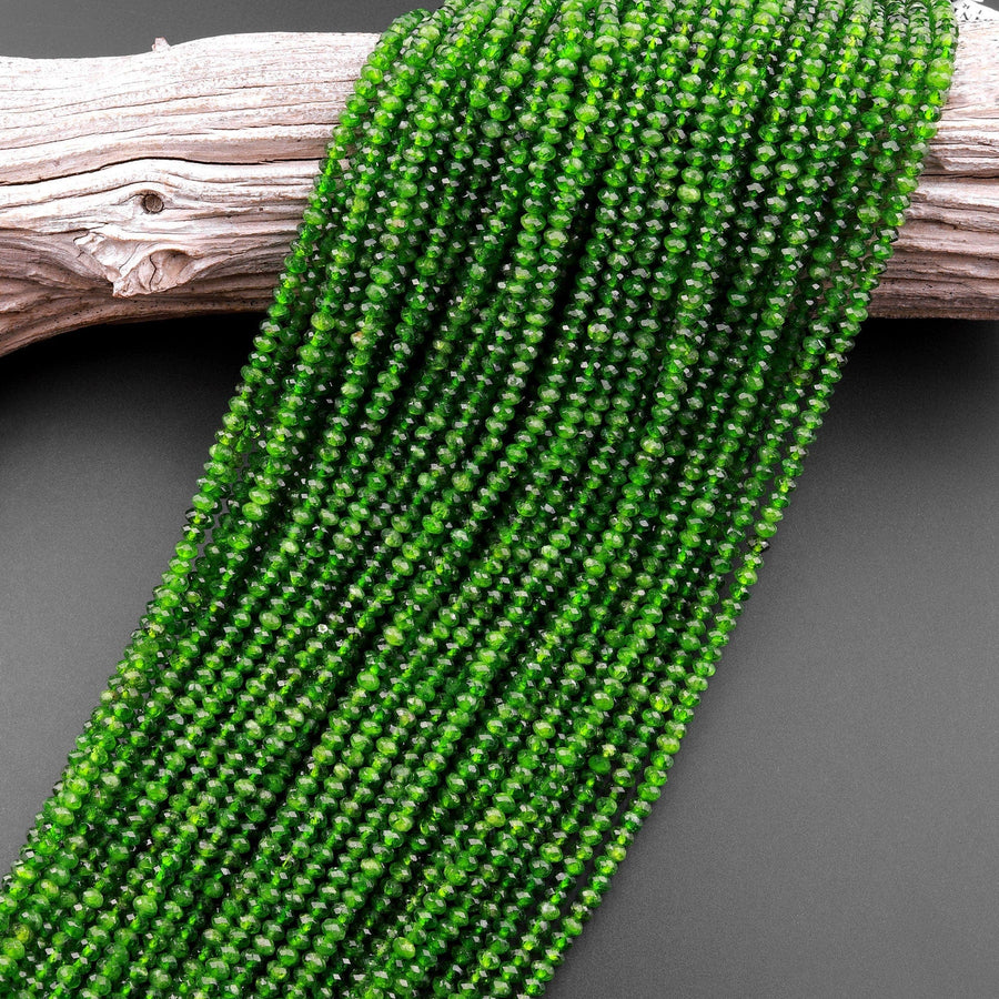 Genuine Natural Green Chrome Diopside Beads Faceted 4mm Rondelle Gemstone 15.5" Strand