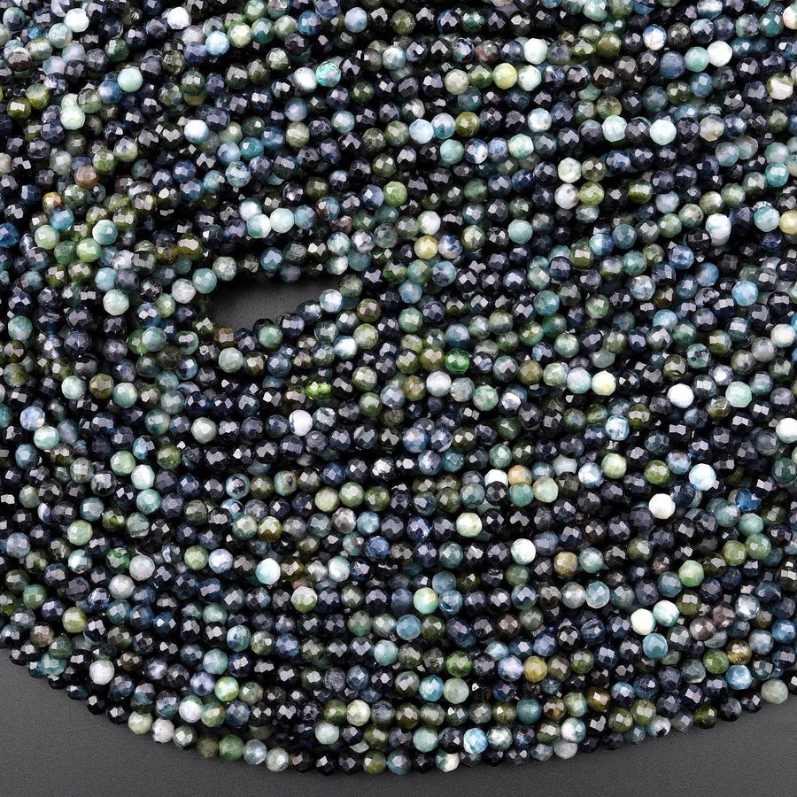 Natural Paraiba Blue Tourmaline Faceted 4mm Round Beads Indicolite Gemstone 15.5" Strand