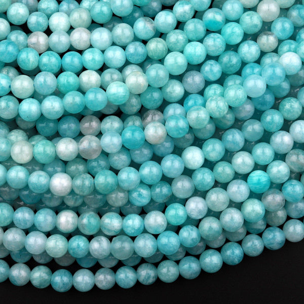 Natural Peruvian Amazonite Beads 6mm 8mm Round Beads Sea Blue Gemstone Beads 15.5" Strand