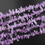 Natural Light Purple Amethyst Freeform Chip Pebble Nugget Beads Top Side Drilled Gemstone 15.5" Strand