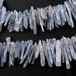 Rough Raw Light Blue Kyanite Beads Top Side Drilled Freeform Irregular Spike Shape 15.5" Strand