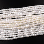 AAA Natural White Mother of Pearl 4mm 6mm 8mm Heishi Rondelle Beads 15.5" Strand