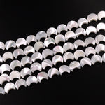 AAA Iridescent Carved Natural White Mother of Pearl Shell Moon Beads 12mm 15.5" Strand