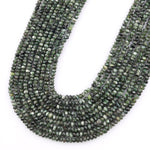 Genuine Natural Seraphinite Micro Faceted 4mm Rondelle Beads Green Gemstone From Russia 15.5" Strand