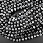 AAA Natural Silvery Gray Eagle Eye 4mm 6mm 8mm 10mm Smooth Round Beads 15.5" Strand