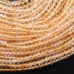 Genuine Natural Citrine 2mm 3mm 4mm Faceted Beads Micro Diamond Cut Gemstone 15.5" Strand