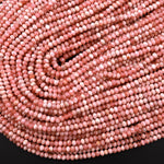 AA Natural Pink Rhodochrosite 4mm Faceted Rondelle Beads Micro Diamond Cut Genuine Red Pink Gemstone 15.5" Strand
