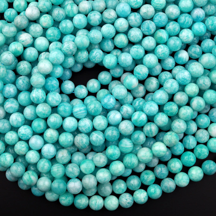 Natural Peruvian Amazonite Beads 6mm 8mm 10mm Round Beads Sea Blue Gemstone Beads 15.5" Strand