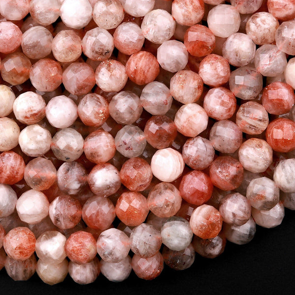 Faceted Natural aventurescent Sunstone Round Beads 6mm 8mm 10mm 15.5" Strand