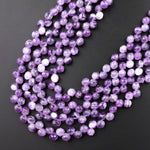 Natural Purple Amethyst Faceted 6mm Rounded Teardrop Briolette Beads Super Clear Gemstone 15.5" Strand