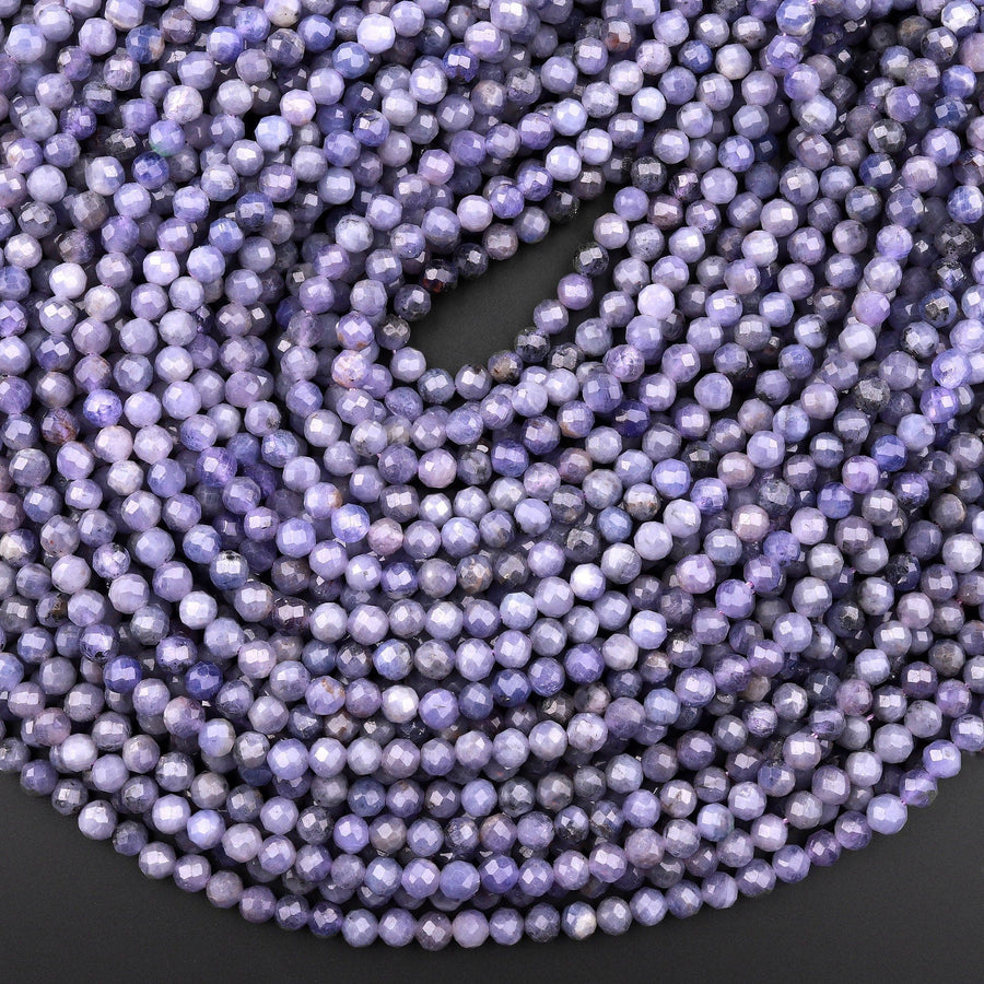 Faceted Natural Tanzanite Round Beads 5mm Micro Laser Cut Real Genuine Gemstone 15.5" Strand