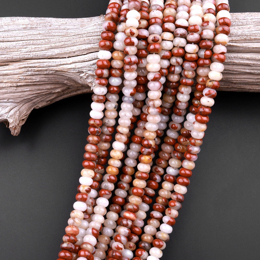 Natural Red Brecciated Jasper 8x5mm Rondelle Beads 15.5" Strand