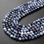 Natural Burma Blue Sapphire Faceted 6mm Round Beads 15.5" Strand