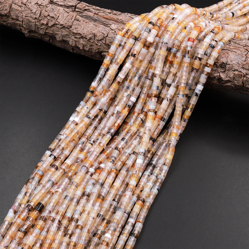 Natural Montana Agate 4mm Heishi Rondelle Beads 15.5" Strand