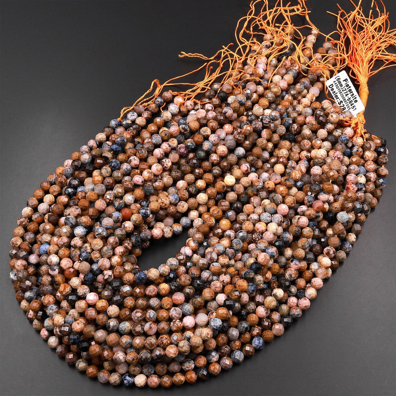 Natural Pietersite Faceted 6mm Round Beads 15.5" Strand