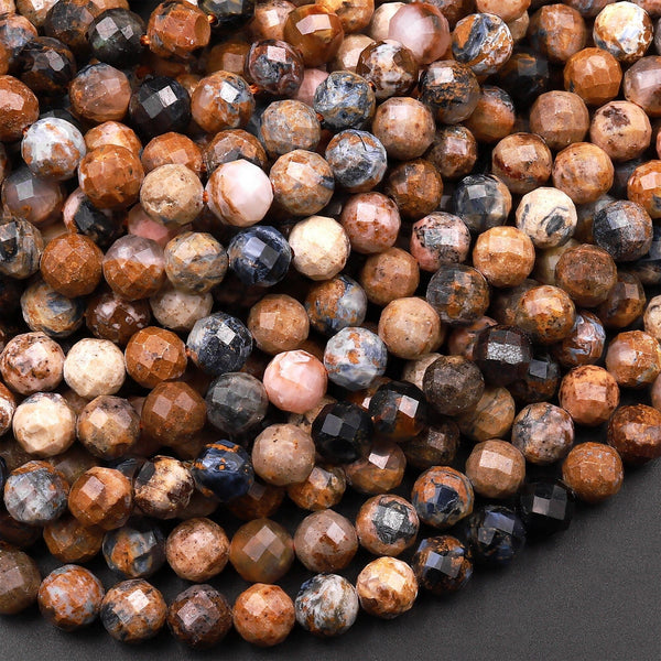 Natural Pietersite Faceted 6mm Round Beads 15.5" Strand