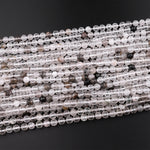 Micro Faceted Natural Clear Rock Quartz Round Beads 5mm Sparkling Diamond Cut Gemstone 15.5" Strand
