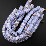 Huge Phenomenal Faceted Natural Blue Lace Agate Beads Center Drilled Rondelle Heishi Disc 15.5" Strand