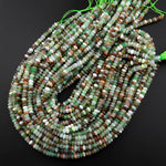 Natural Australian Green Brown Chrysoprase Faceted 6mm 8mm Rondelle Beads 15.5" Strand
