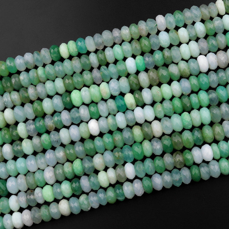 AAA Natural Australian Green Chrysoprase Faceted 6mm 8mm 10mm Rondelle Beads 15.5" Strand