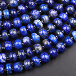 Natural Lapis 6mm 8mm Thick Rondelle Freeform Beads Stunning Genuine Blue Lapis Gemstone 15.5" Strand