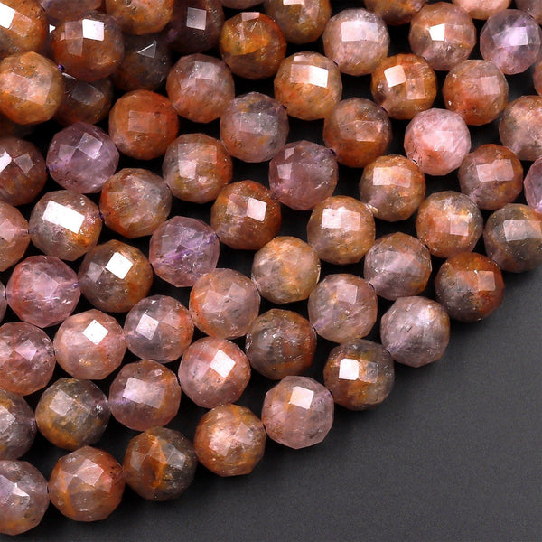 Rare Genuine Natural Auralite 23 Cacoxenite 8mm Faceted Round Beads Powerful Healing Gemstone Oldest Crystal 15.5" Strand