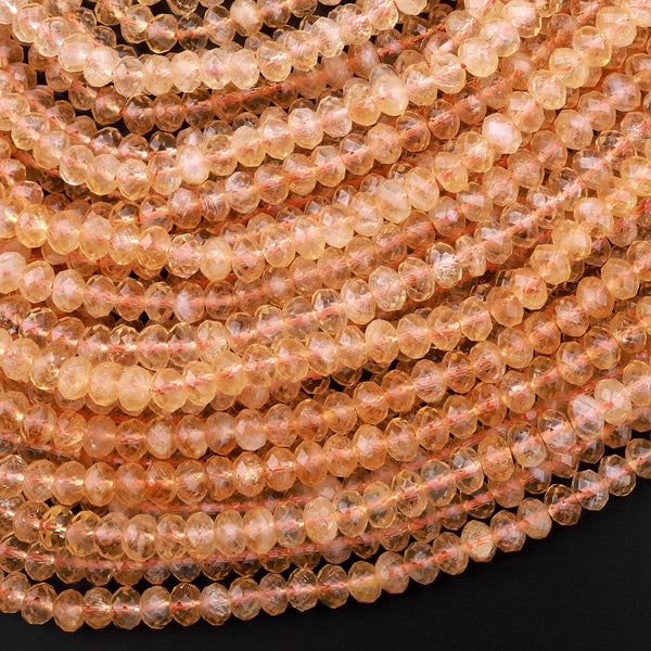 Faceted Natural Golden Yellow Citrine Faceted Rondelle Beads 6mm 8mm 15.5" Strand