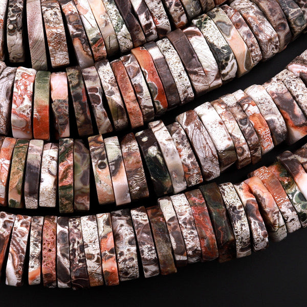 Huge Phenomenal Faceted Natural Mushroom Jasper Beads Center Drilled Rondelle Heishi Disc 15.5" Strand