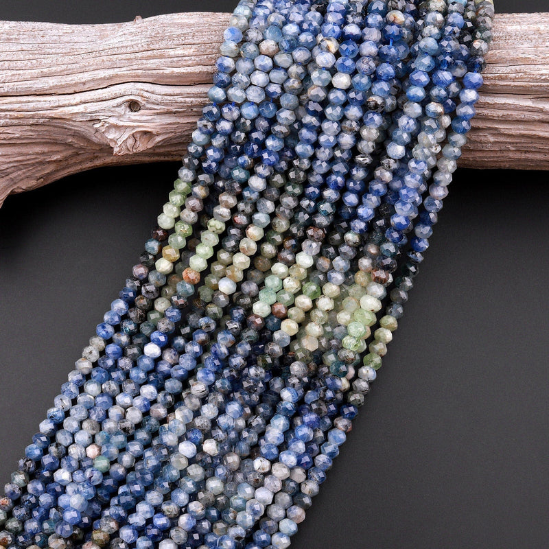 Natural Kyanite 6mm Rondelle Beads Rare Multicolor Bicolor Green Blue 15.5" Strand