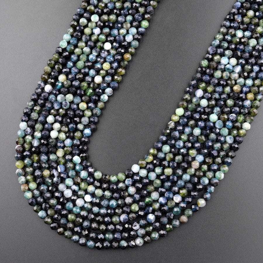 Natural Paraiba Blue Tourmaline Faceted 4mm Round Beads Indicolite Gemstone 15.5" Strand