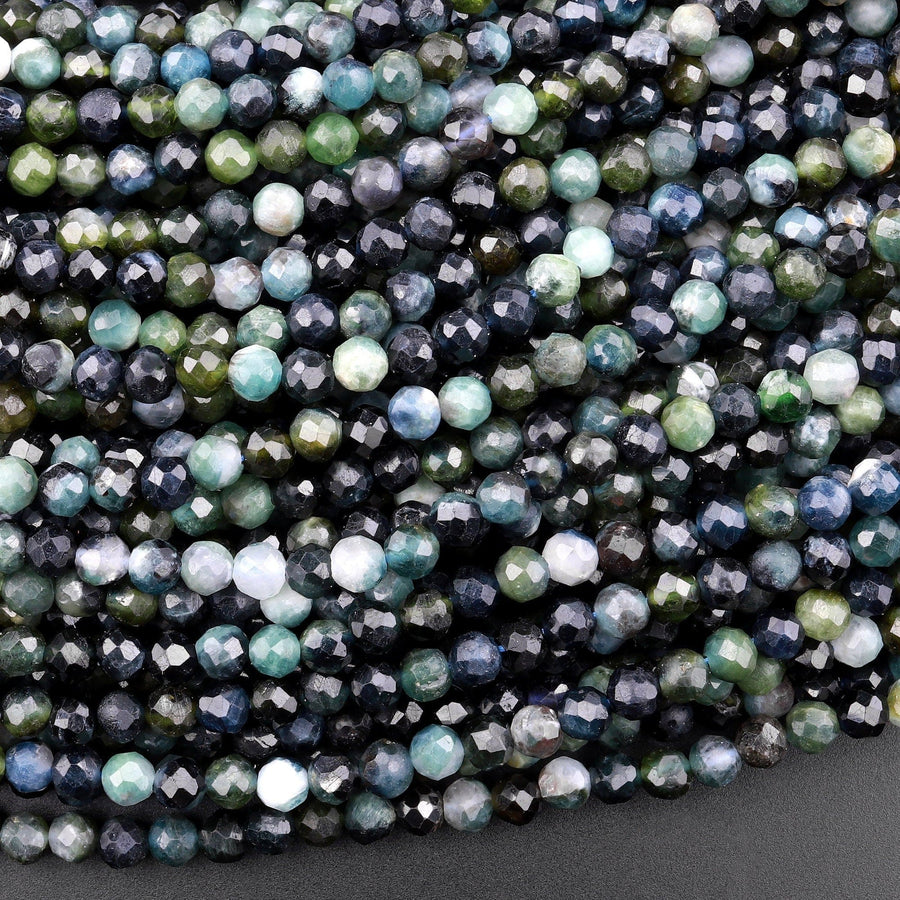 Natural Paraiba Blue Tourmaline Faceted 4mm Round Beads Indicolite Gemstone 15.5" Strand