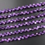 Natural Purple Amethyst Faceted 6mm Rounded Teardrop Briolette Beads Gemstone 15.5" Strand