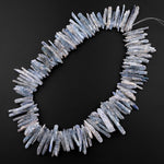 Rough Raw Light Blue Kyanite Beads Top Side Drilled Freeform Irregular Spike Shape 15.5" Strand