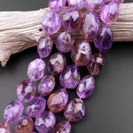 AAA Large Genuine Ametrine Faceted Nugget Beads Hand Cut Freeform Golden Purple Gemstone 15.5" Strand