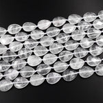 Real Natural Rock Crystal Quartz Faceted Teardrop Beads 15.5" Strand