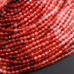Micro Faceted Multicolor Red Strawberry Quartz 3mm Round Beads 15.5" Strand