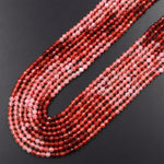 Micro Faceted Multicolor Red Strawberry Quartz 3mm Round Beads 15.5" Strand