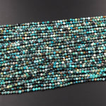 Natural Green Blue Chrysocolla 3mm Faceted Round Beads Micro Laser Diamond Cut Gemstone 15.5" Strand