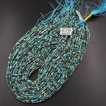 Natural Green Blue Chrysocolla 3mm Faceted Round Beads Micro Laser Diamond Cut Gemstone 15.5" Strand