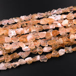 Raw Rough Unpolished Freeform Natural Golden Citrine Nugget Beads 15.5" Strand
