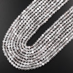 Micro Faceted Natural Quartz Round Beads 3mm 4mm Sparkling Diamond Cut Gemstone 15.5" Strand