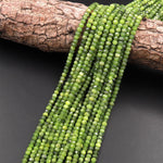 Faceted Canadian Jade 4mm Rondelle Beads Micro Cut Natural Green Jade Gemstone 15.5" Strand