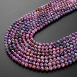 Genuine Natural Blue Pink Ruby Gemstone Micro Faceted 5mm Round Beads 15.5" Strand