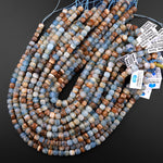 Faceted Natural Argentina Lemurian Aquatine Blue Calcite 6mm 8mm Cube Beads 15.5" Strand