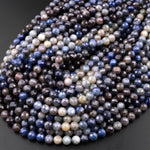 Natural Burma Blue Sapphire Faceted 6mm 8mm Round Beads Multicolor Gradient Shades 15.5" Strand