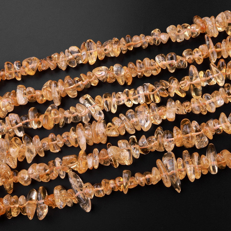 Natural Citrine Freeform Chip Pebble Nugget Beads Gemstone 15.5" Strand